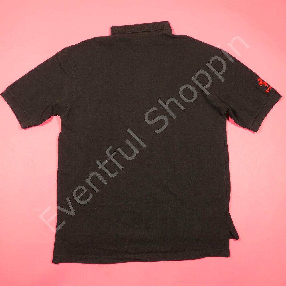 Vintage Ferrari Polo Shirt Mens Large Black F1 Clienti Mesh Cotton Outer Banks - Picture 3 of 7